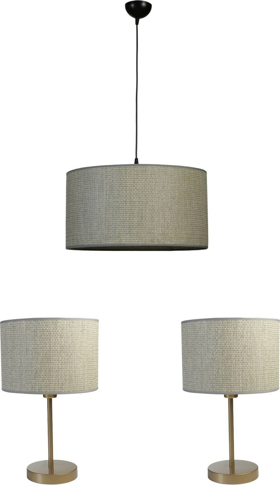 Set llambë tavani dhe tavoline Opviq, 8870-6, krem dhe ari