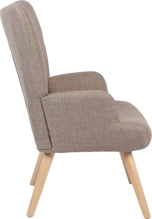 Fotel Gerlina, material gri-bezhë, këmbë ngjyrë natyrale, 71x64x94cm