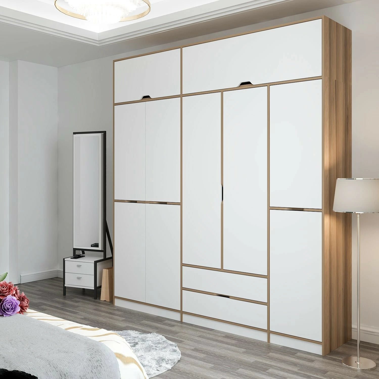 Dollap për rroba, ngjyrë e bardhë dhe dore, Skye Decor Elina - 8913