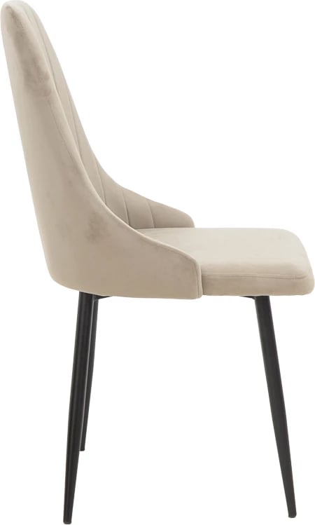 Karrige Azori kadife, bezhë-gri, këmbë metalike të zeza, 49x55x85cm (set prej 2 copash)