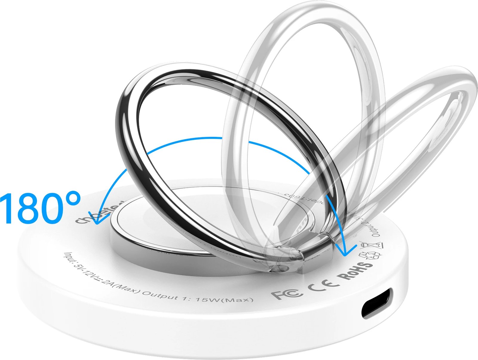 Karikues induktiv MagSafe Choetech T603-F me mbajtëse, i bardhë