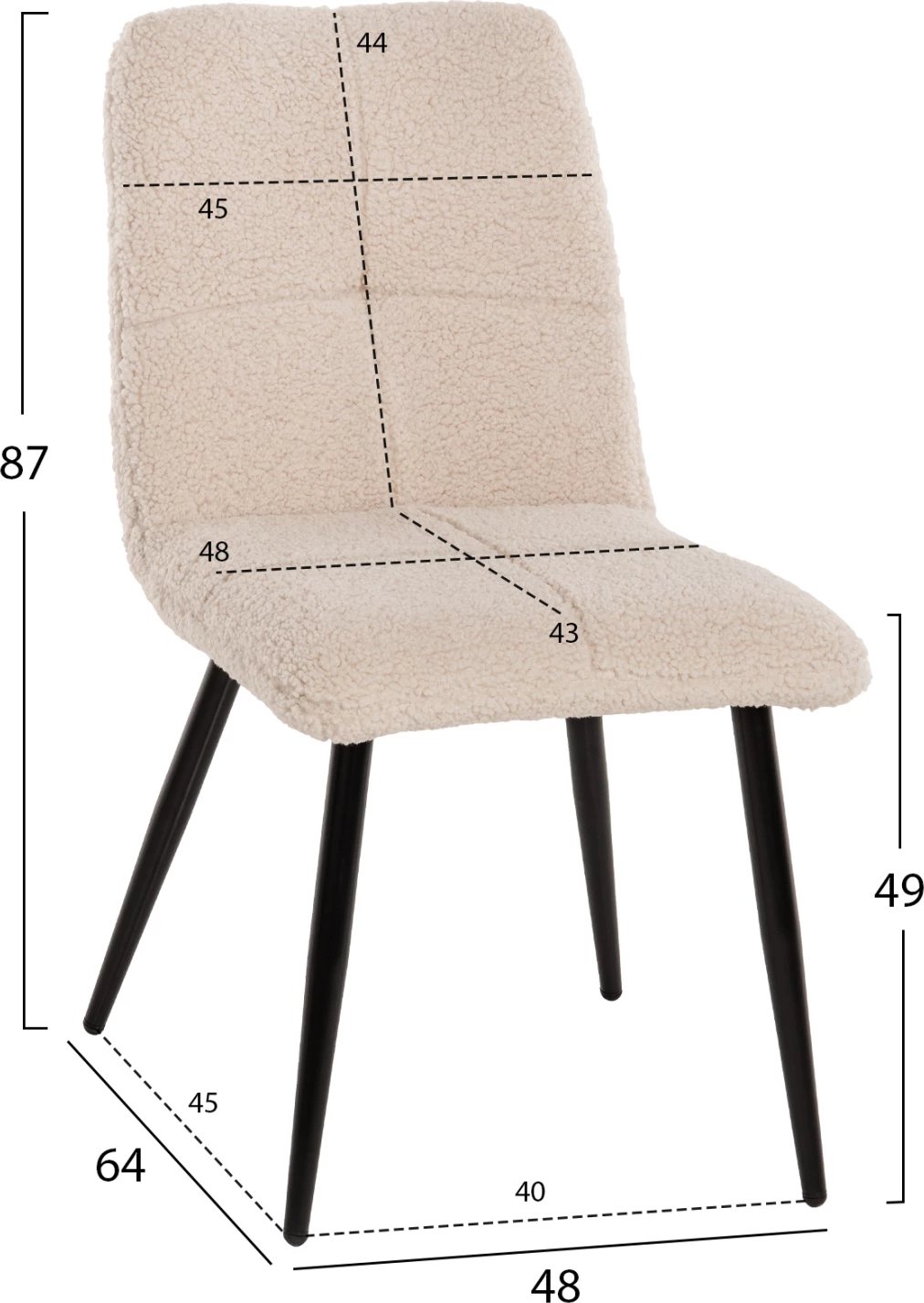 Karrige SHELLY FH8590.02, pëlhurë TEDDY, këmbë metalike bardhë-zi, 48x64x87Hcm., set prej 2 copash Karrige SHELLY FH8590.02, pëlhurë TEDDY, këmbë metalike bardhë-zi, 48x64x87Hcm., set prej 2 copash