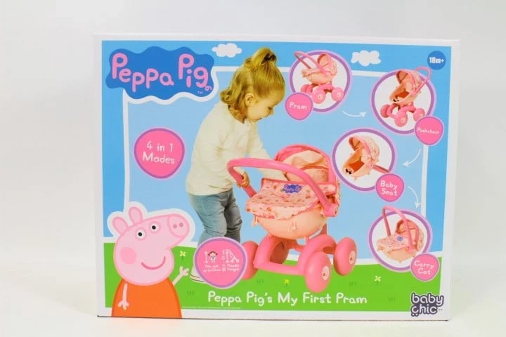 Karrocë lodër Peppa Pig, 4 në 1, Rozë