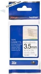 Kasetë shiriti etiketash, Brother TZe-N201, 3.5 mm, jo e laminuar, e zezë mbi të bardhë