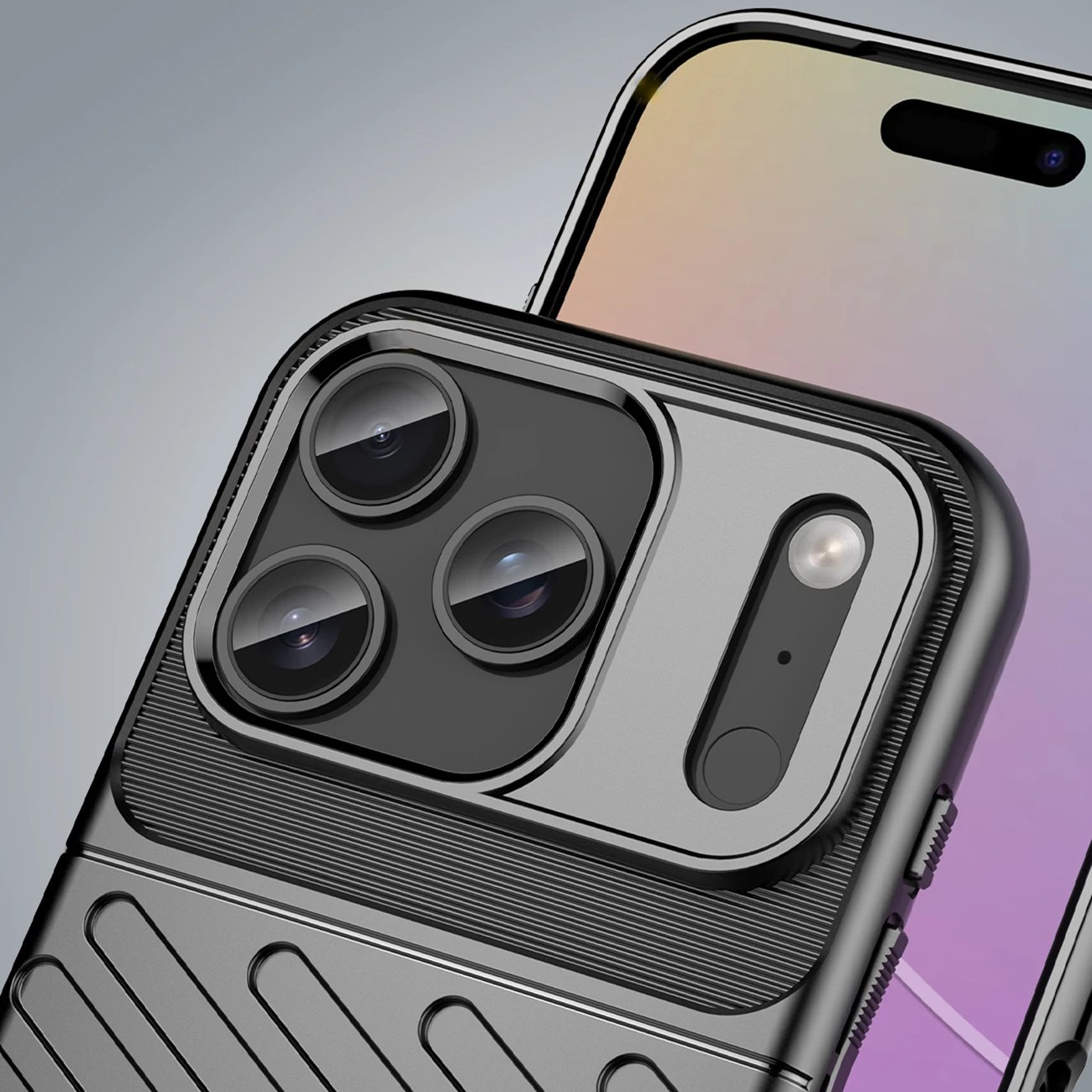 Mbështjellës Hurtel Thunder Case për iPhone 17 Pro, TPU, i zi
