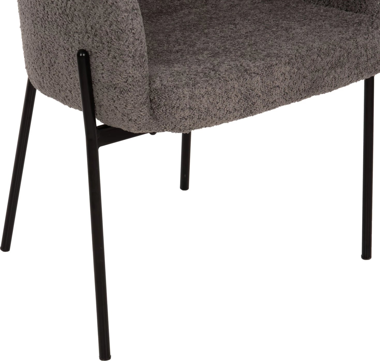 Karrige WOLF FH8583.01, stof boucle gri, këmbë metalike të zeza, 58x58x80H cm., set prej 2 copësh