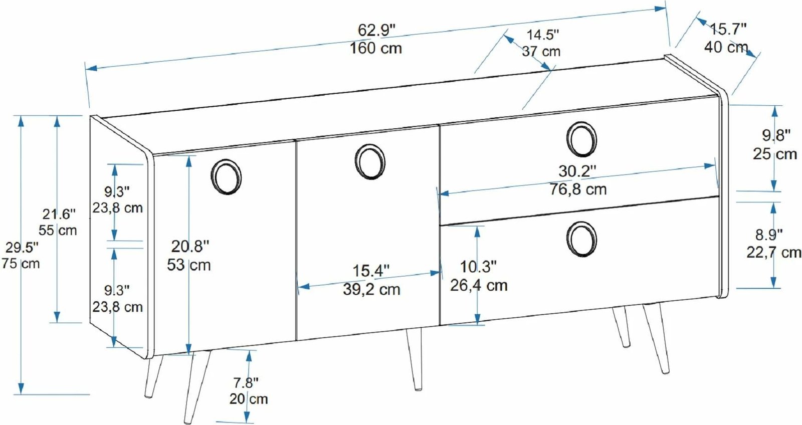 Konsolë Hanah Home, Line, ngjyrë arre dhe e zezë