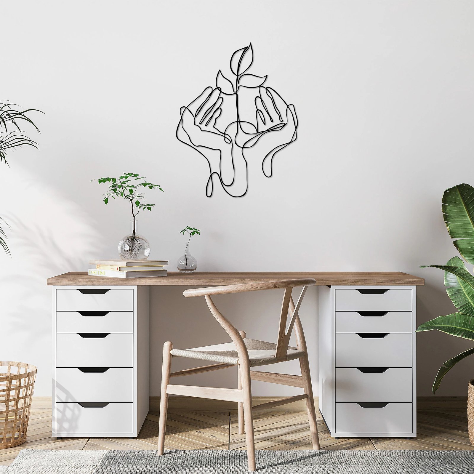 Aksesor dekorativ metalik për mur, Wallity, Sprout Greening in My Palm