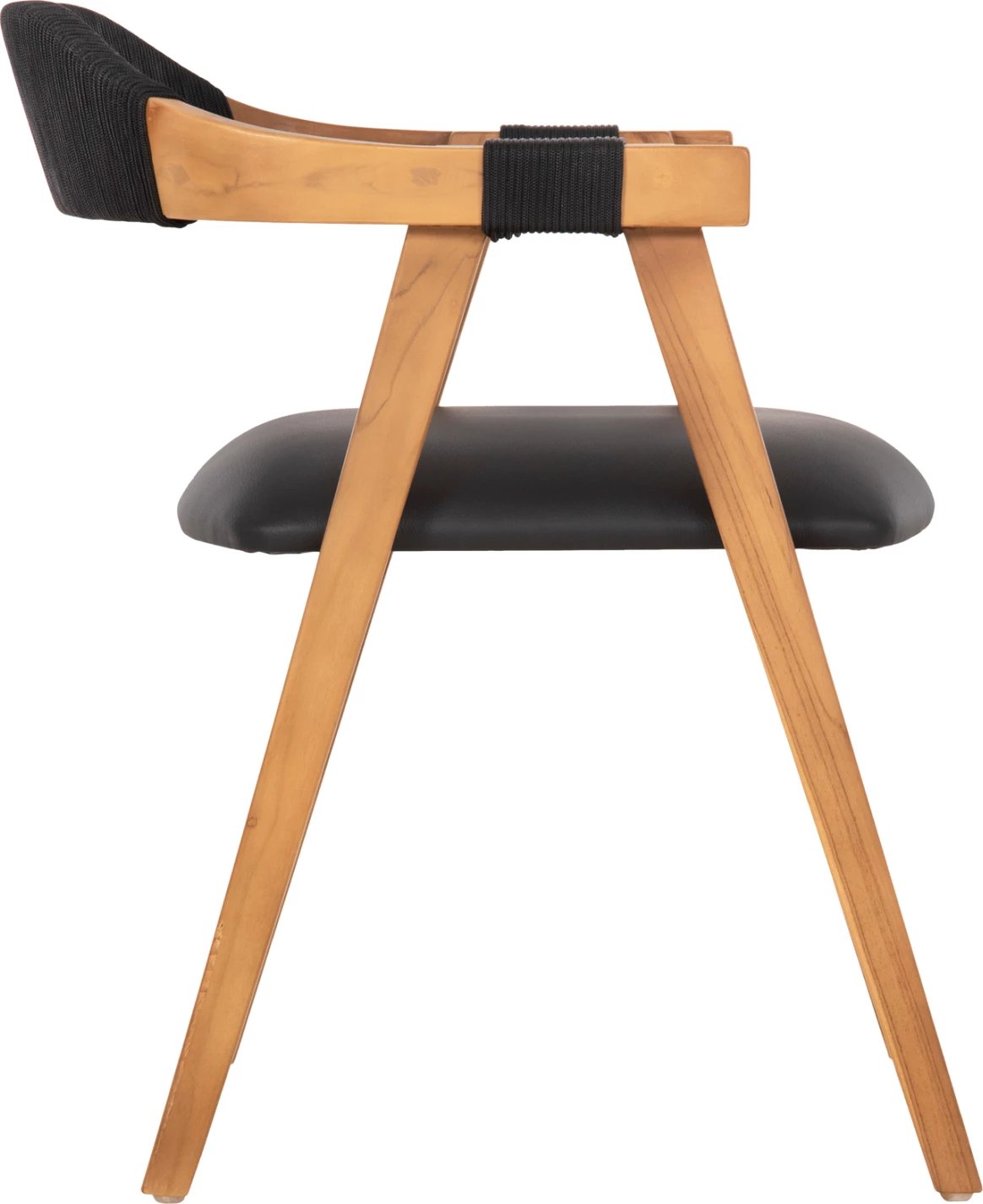 Karrige ngrënieje RIMINI FH9867.02 dru TEAK ngjyrë natyrale-me litar të zi & ndenjëse PU 60x61x76Hcm