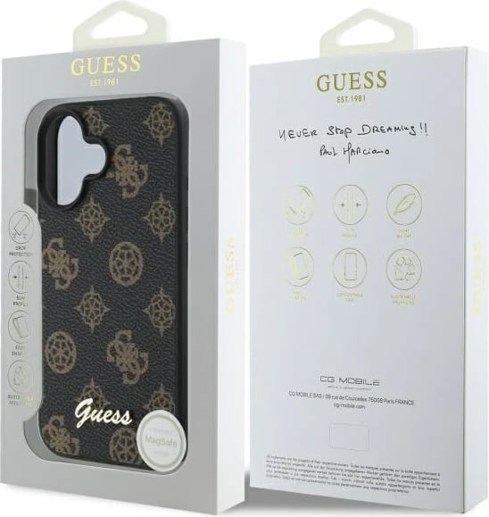 Mbështjellës Guess Peony Script MagSafe për iPhone 16, 6.1", i zi Mbështjellës Guess Peony Script MagSafe për iPhone 16, 6.1", i zi