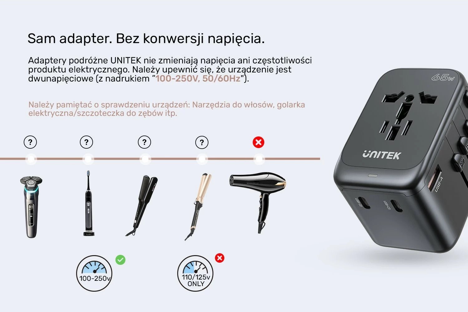 Karikues udhëtimi Unitek PD 65 W Karikues udhëtimi Unitek PD 65 W