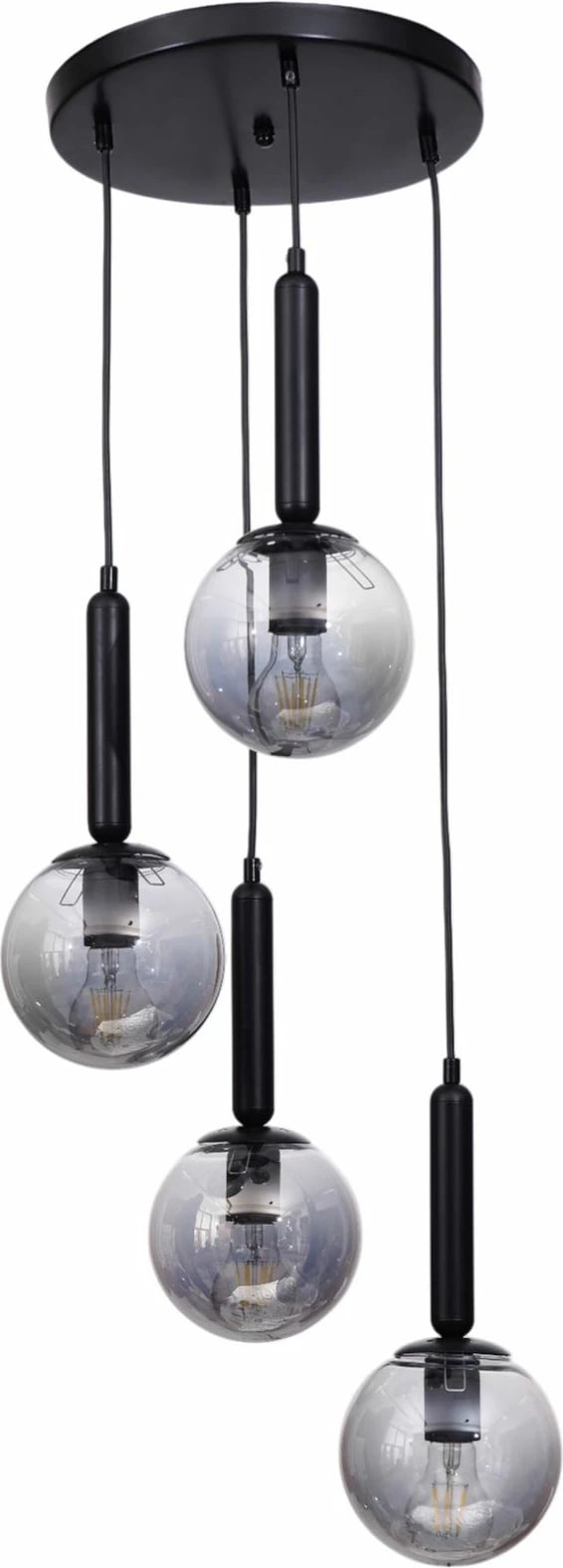 Llambë tavani Opviq, 9059-4, metal e xham, ngjyrë gri e zezë