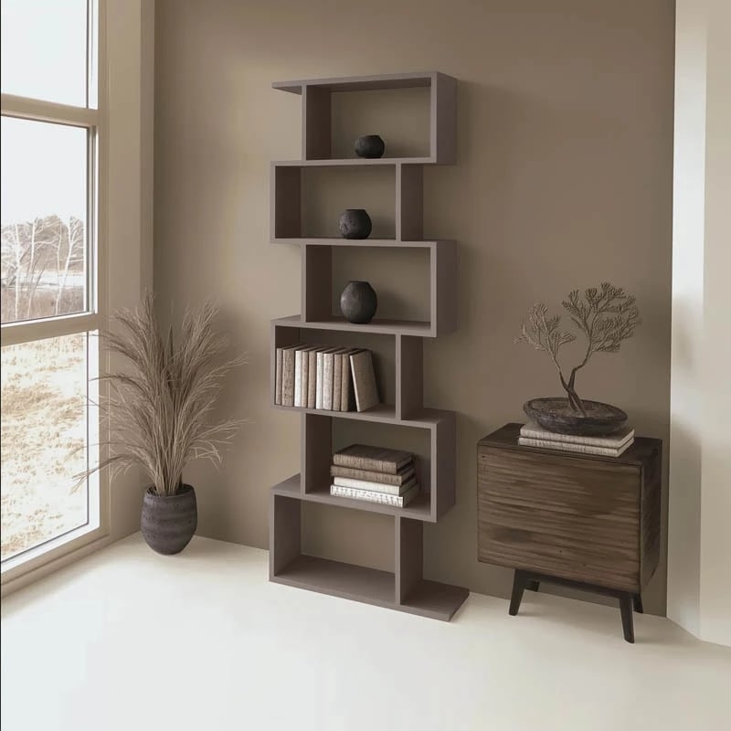 Raft librash Sezen, ngjyrë moka, 70x24x191.5cm