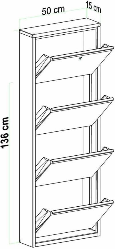 Dollap për këpucë Skye Decor, 4 pjesë, metal, ngjyrë antracit, me kyçje