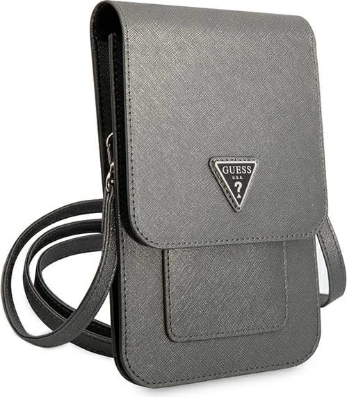 Çantë smartphone Guess Saffiano Triangle, gri