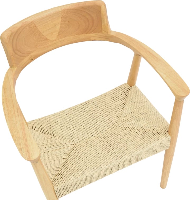 Karrige me krahë prej druri dhe litar, ngjyrë natyrale, 58x54x79cm