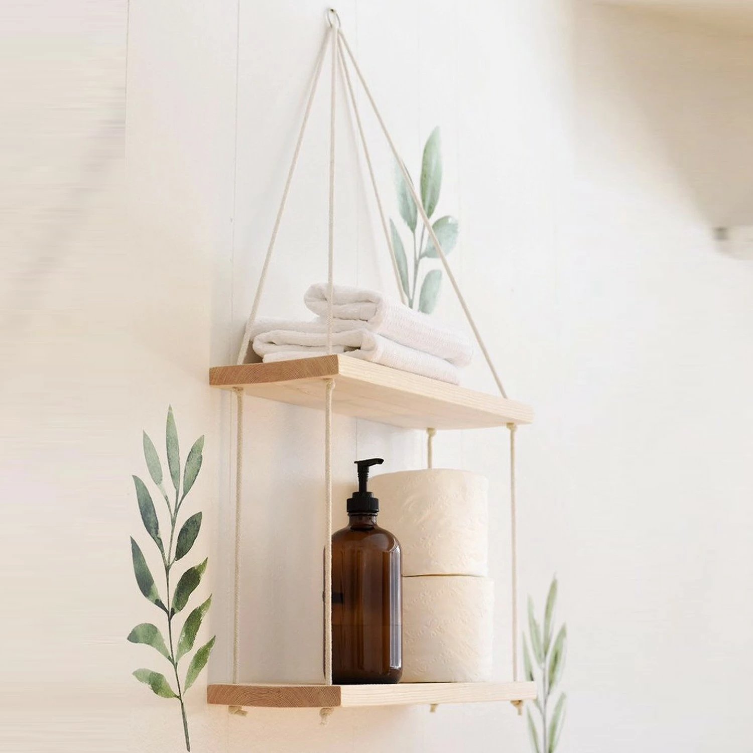 Raf muri prej druri, ngjyrë arre, Hanah Home, Raf230 (2 copë)