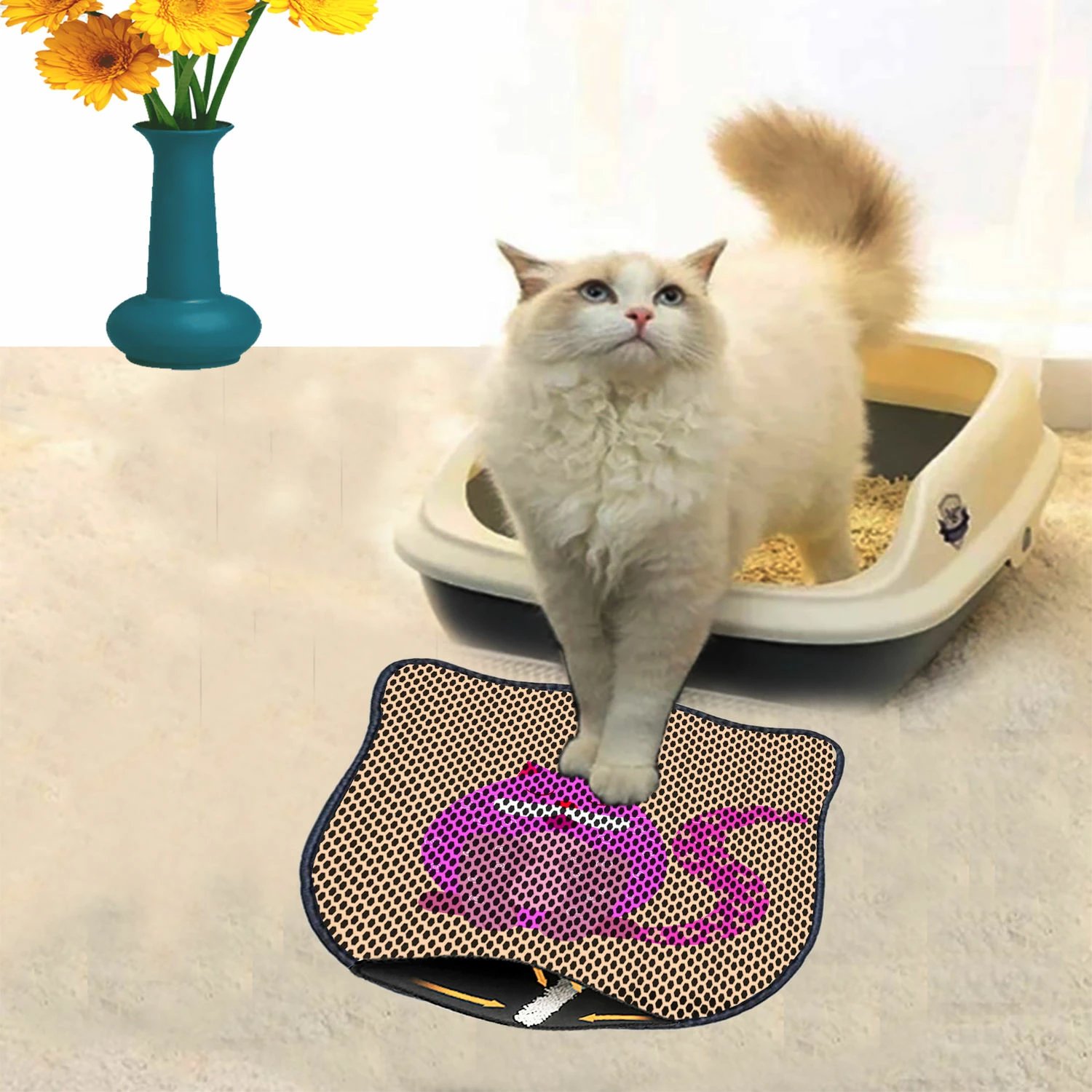 Tapet për rërë maceje, shumëngjyrësh, Paws & Whiskers, Kdkafa0249, 40x50cm