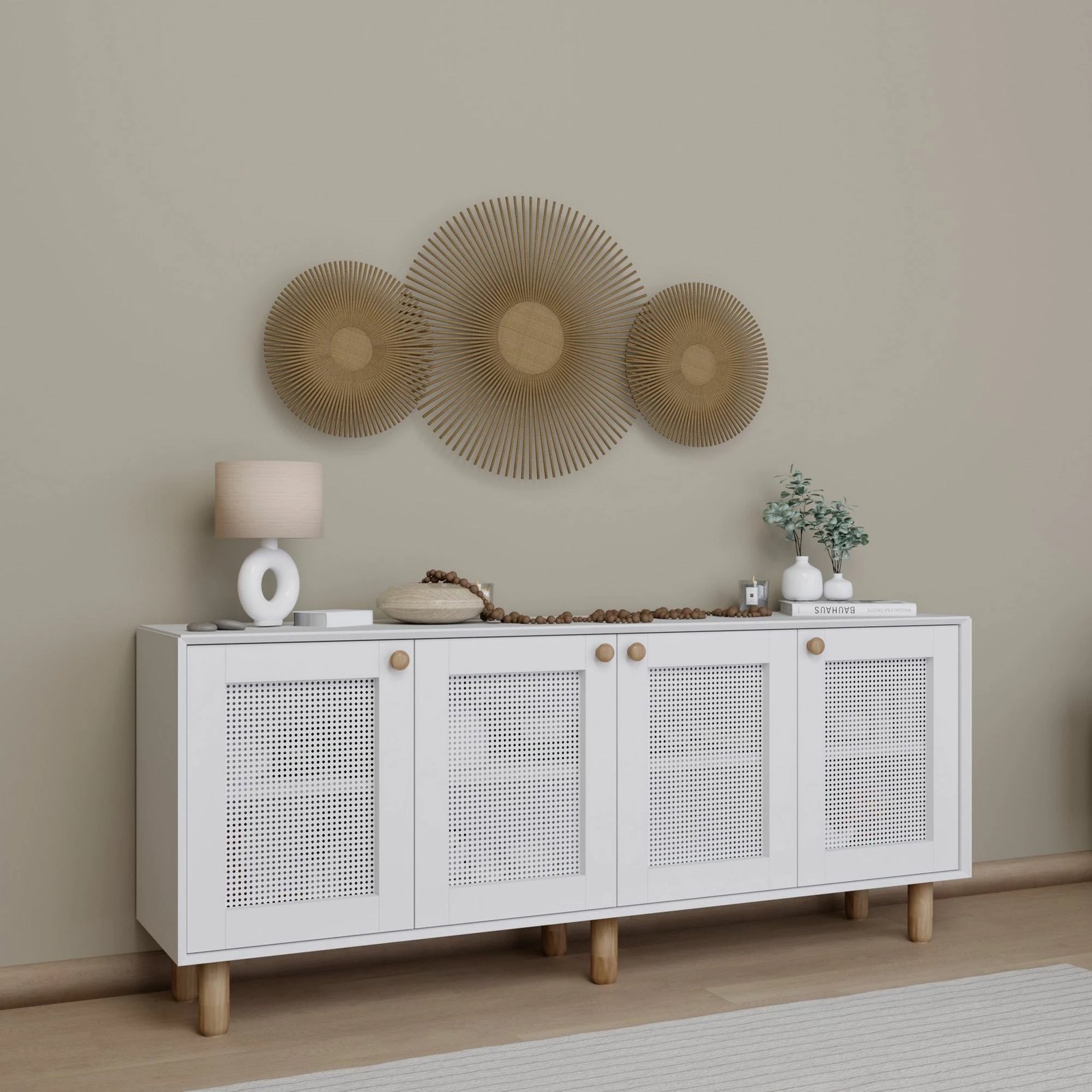 Konsol bohemian, ngjyrë e bardhë, Skye Decor, 180x75x40cm