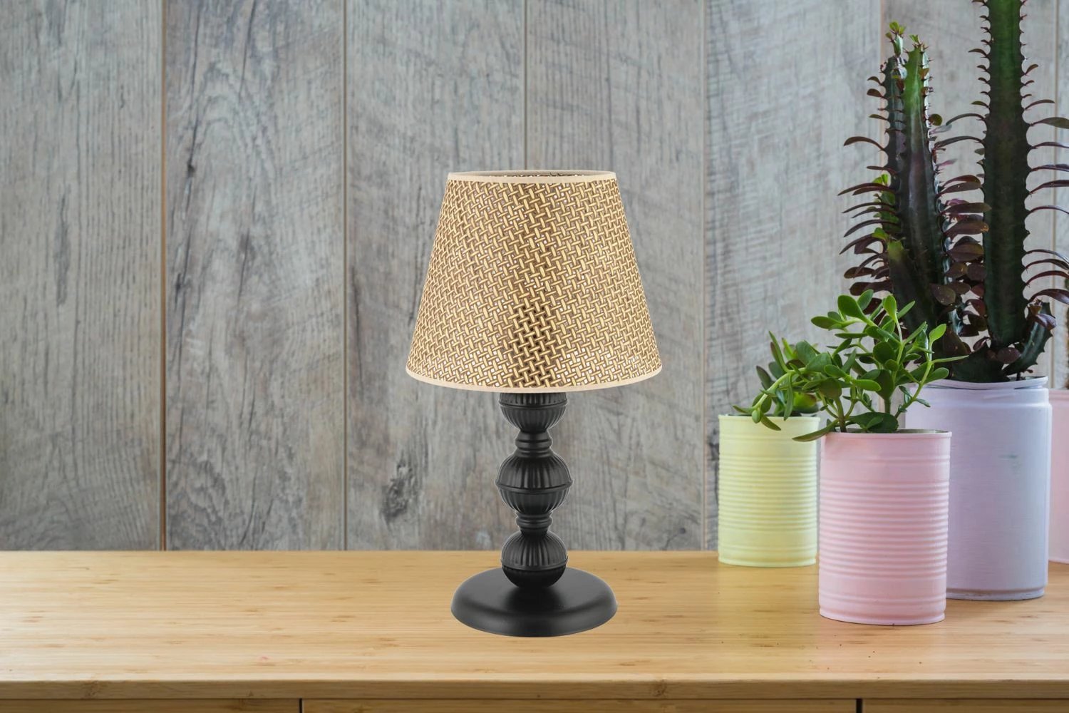 Llambë tavoline Opviq, model 301 Hazeran, ngjyrë camel dhe e zezë