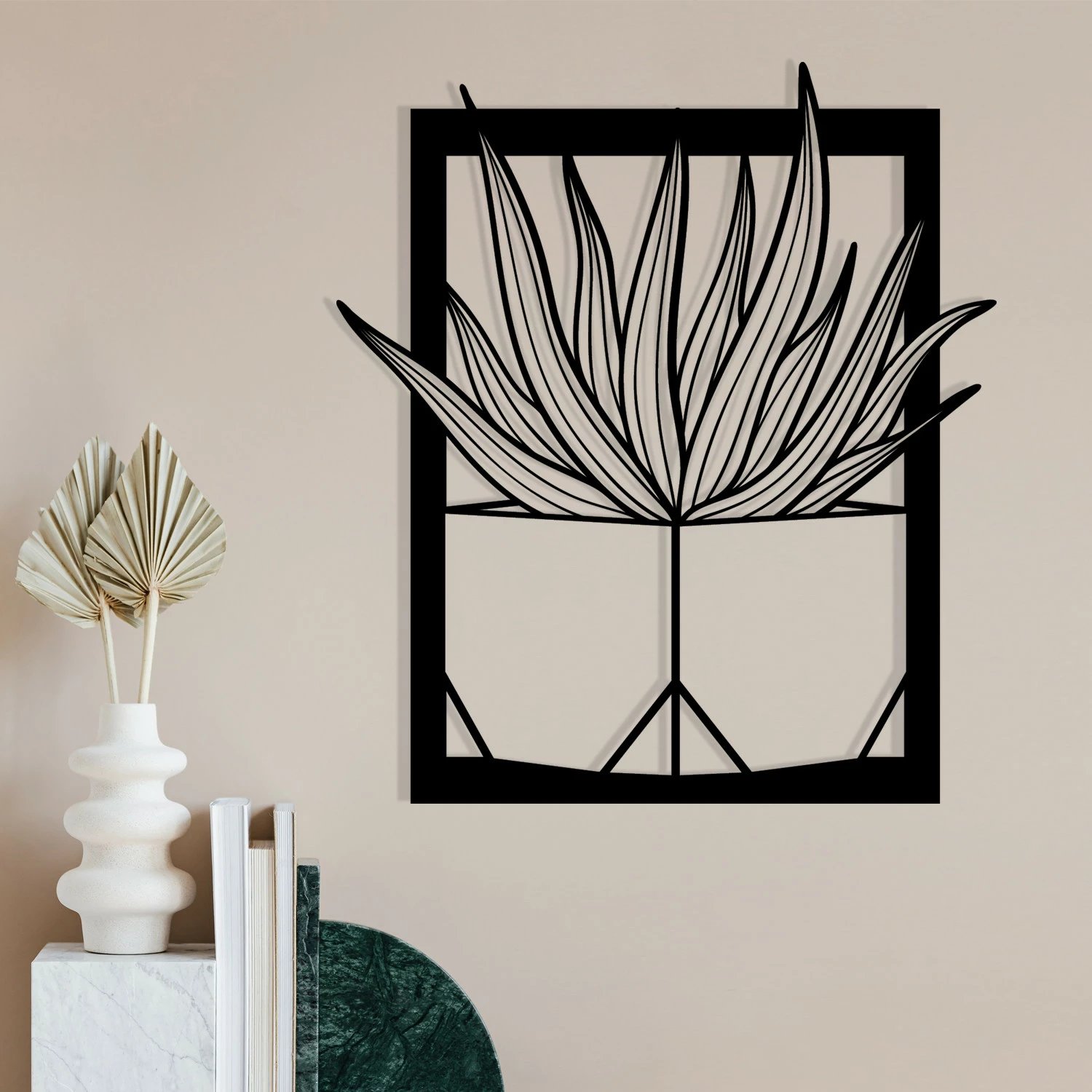 Aksesor dekorativ metalik për mur Wallity, Lagom, ngjyrë e zezë, 46x52cm