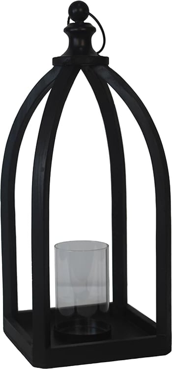 Qiri mbajtëse NIZAR, dru dhe xham, e zezë, 20x20x50cm