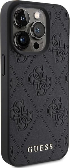 Mbështjellës Guess Leather 4G Stamped për iPhone 15 Pro Max, i zi