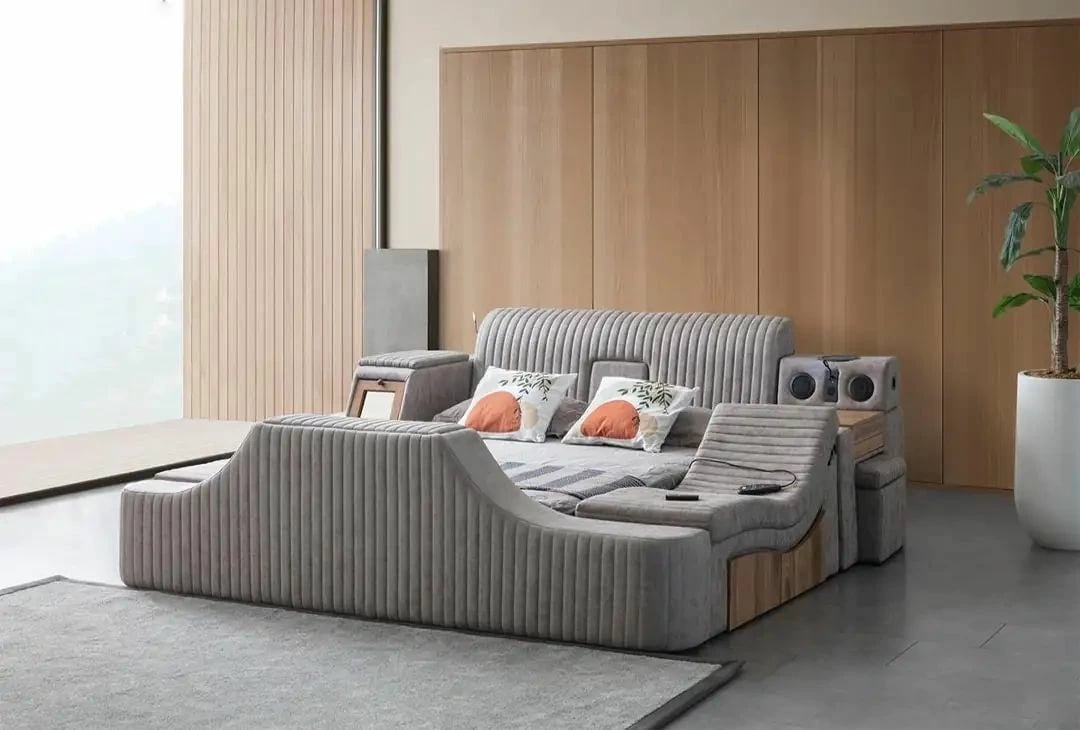 Krevat dopio me funksione smart, ngjyrë kafe, Skye Decor, Sunshine Smart