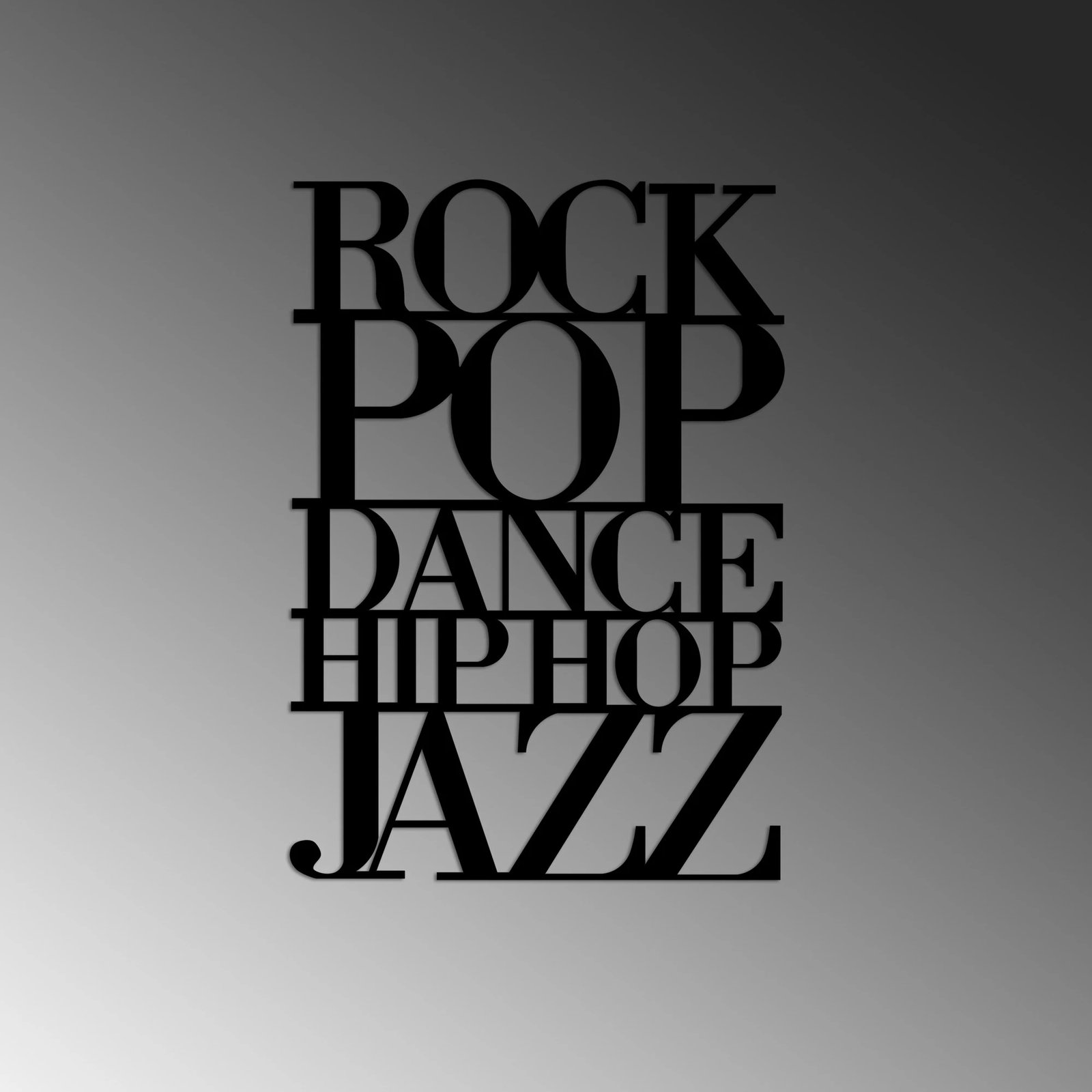 Aksesor dekorativ metalik për mur, Wallity, We Love Music - M, ngjyrë e zezë, 57x40cm