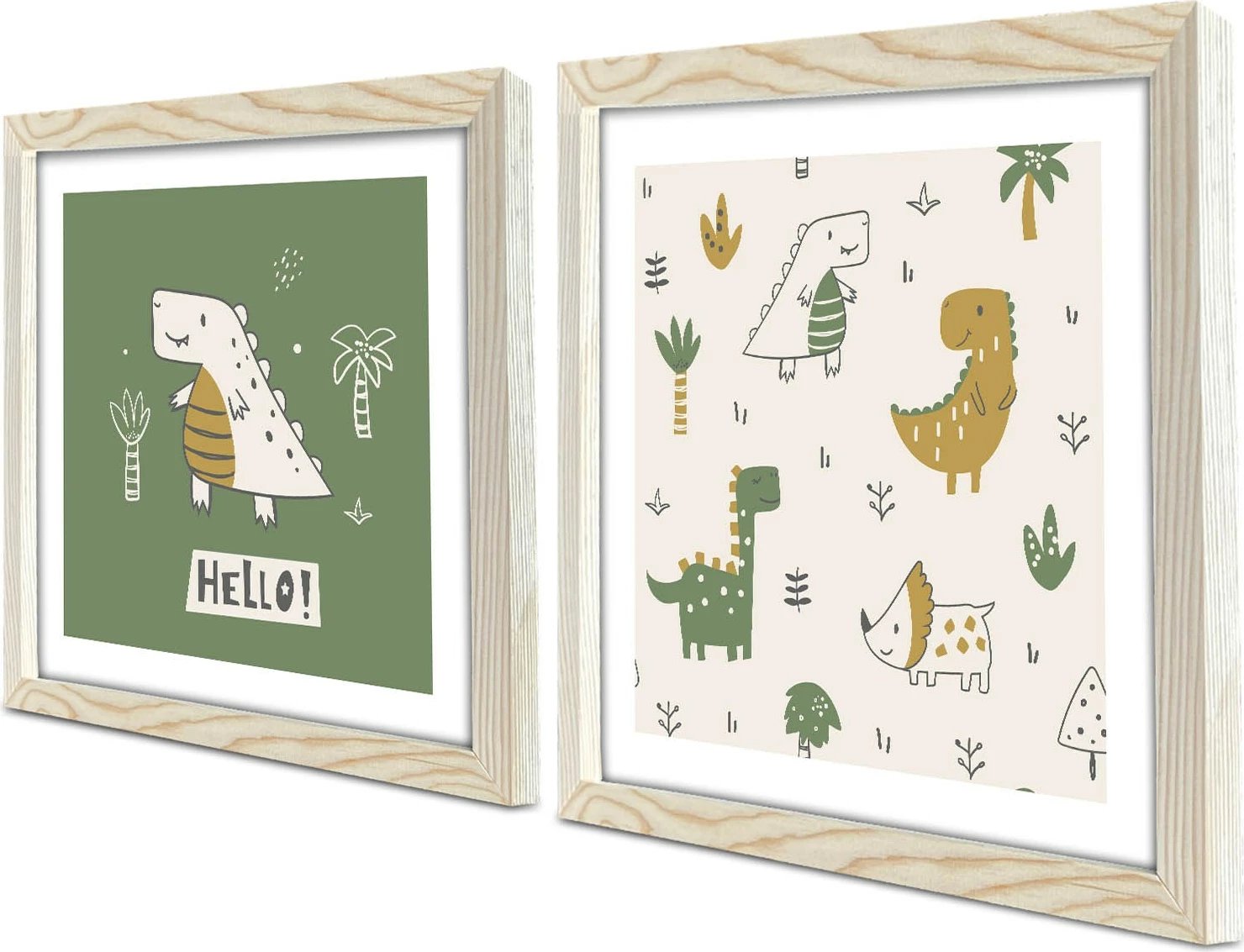 Pikturë dekorative me kornizë MDF (2 copë), Wallity, 2P3333KCT-011, ngjyrë e gjelbër dhe e bardhë