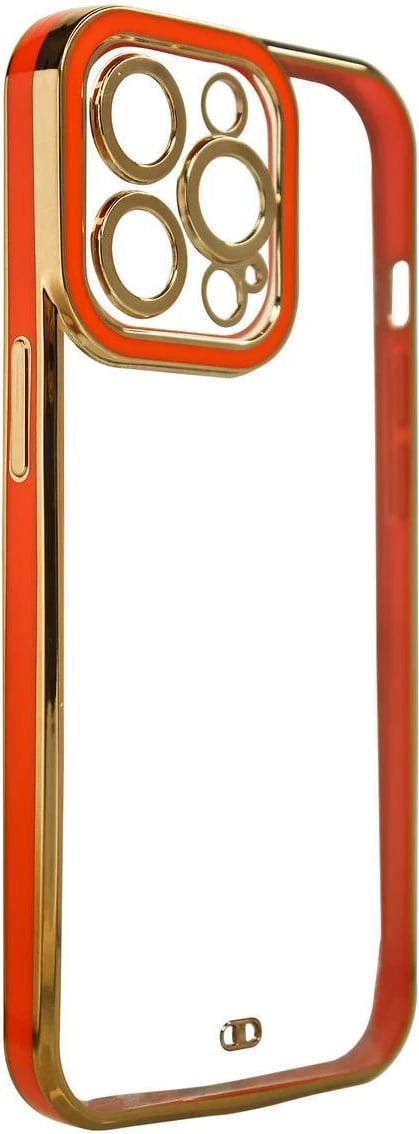 Mbështjellës Hurtel për iPhone 12 Pro, transparent me kornizë ari dhe të kuqe