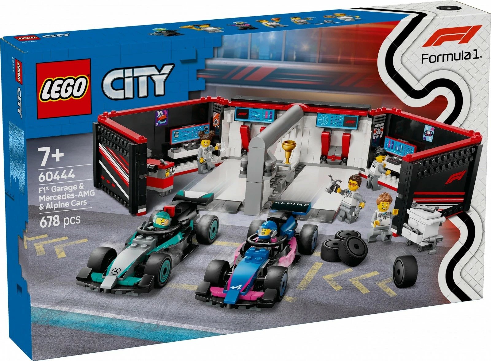 Set ndërtimi LEGO City 60444, F1 Garage & Mercedes-AMG dhe Alpine Race Cars, 678 pjesë