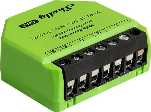Dimmer Shelly Gen3 për ndriçim të integruar, i zi/lime