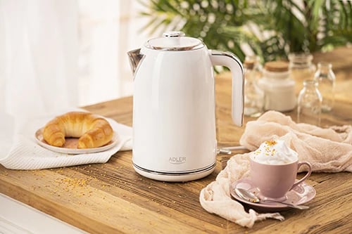 Zierëse uji elektrike, Adler, AD 1341, 1.7 L, element çeliku inox, STRIX, bazë 360°, e bardhë