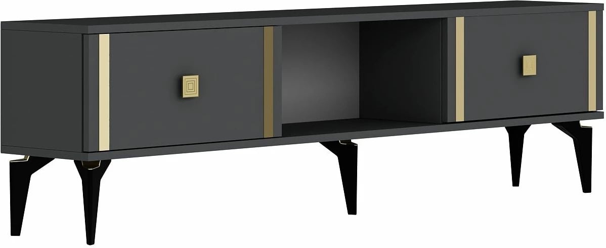 Komodë televizori, ngjyrë antracit dhe ari, Skye Decor, Doruk