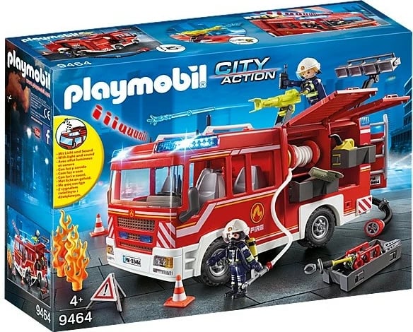 Set lodrash Playmobil City Action, automjet zjarrfikës, 9464, për fëmijë, kuq