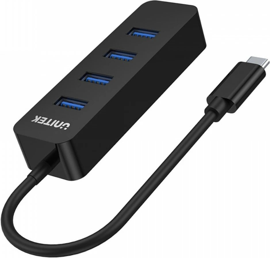 HUB USB-C Unitek H1117B, 4x USB-A 3.1, aktiv, 10W, i zi