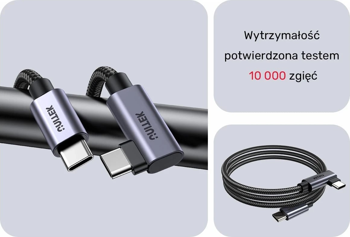 Kabllo Unitek USB-C me kënd 90° PD100W 0,5m, ngjyrë zi-hiri Kabllo Unitek USB-C me kënd 90° PD100W 0,5m, ngjyrë zi-hiri