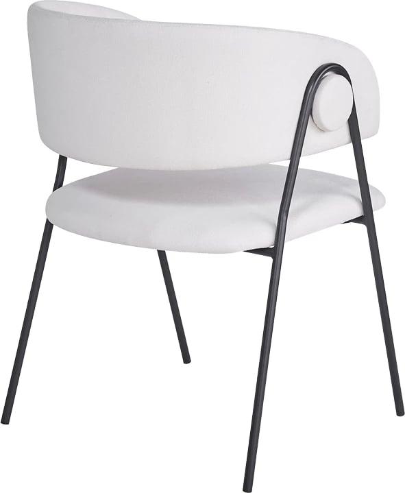 Set 4 karriga të ulëta Rachele I, material tekstili bezhë, këmbë metalike të zeza, 52x65x79cm