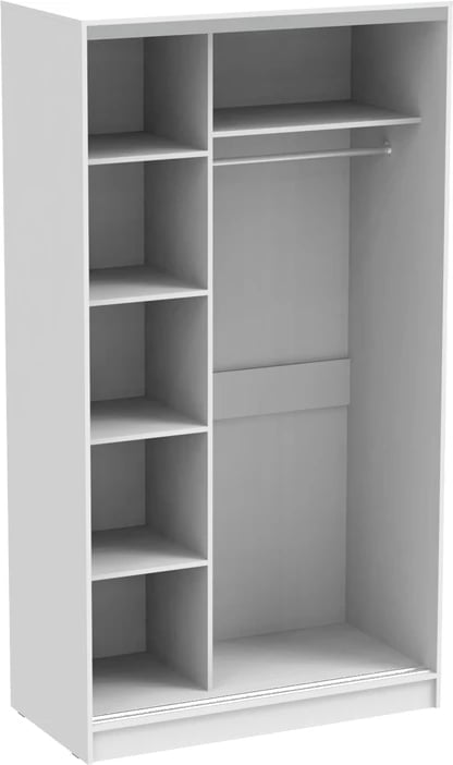 Dollap rrëshqitës dy-fletësh me pasqyrë, ngjyrë e bardhë, 120x60x220cm