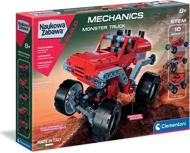 Set ndërtimi Clementoni Laboratory of Mechanics Monster Truck, 200 pjesë, për fëmijë 8+
