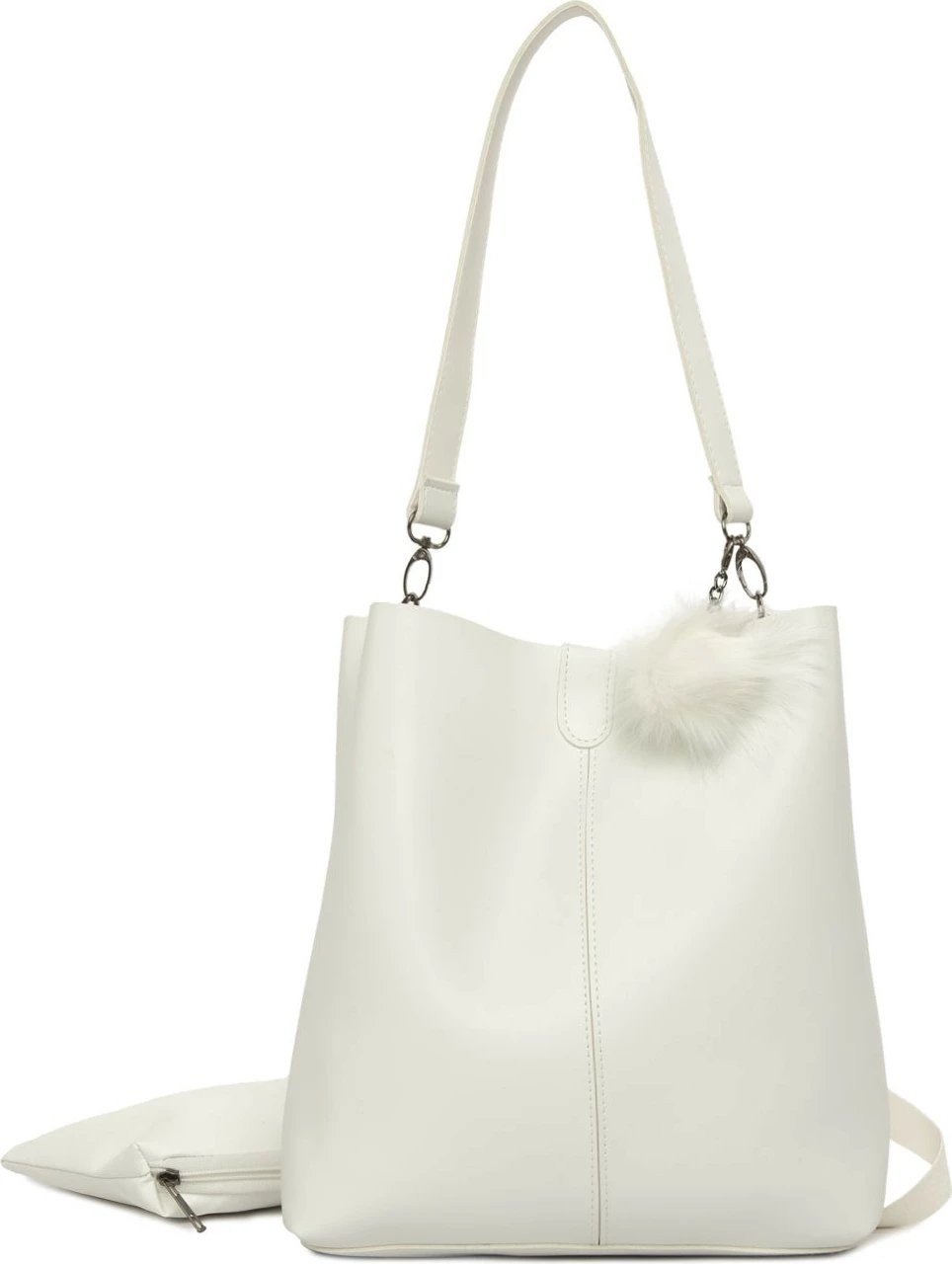 Çantë shpatulle e bardhë me thekë, Zoozie Bags, 2770 - 38255