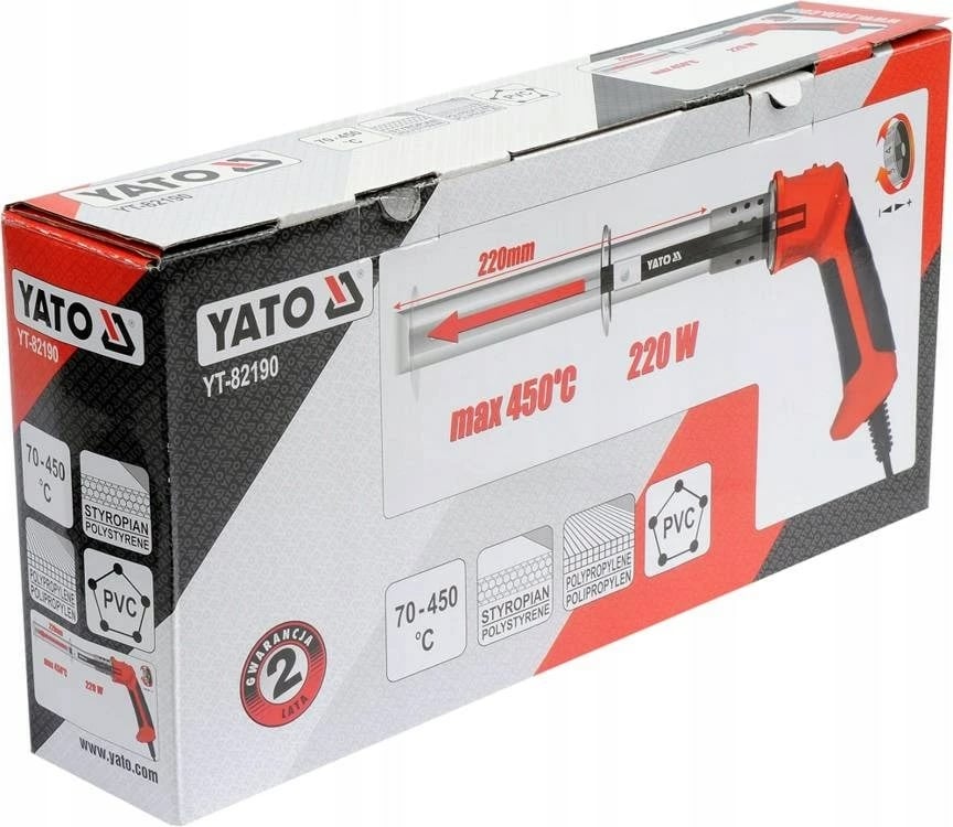 Pistoletë termike Yato YT-82190, 450 °C, 220 W, Portokalli