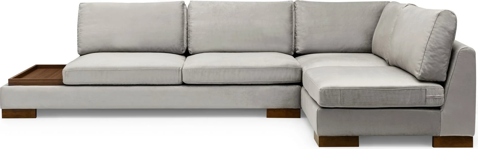 Këndare Atelier del Sofa Tulip, këndore e djathtë me pouf, ngjyrë gri e çelët