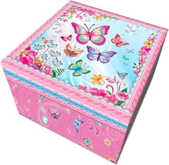 Kuti muzikore Pulio Classic Music Box Butterflies 2, dekorative, rozë