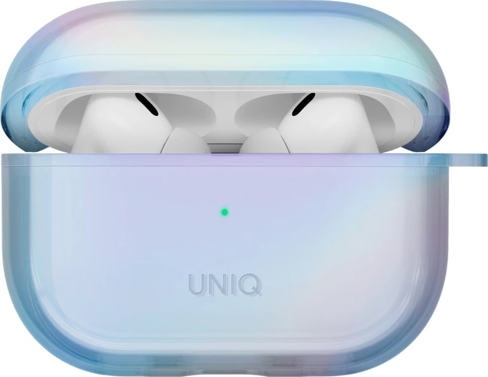 Mbështjellës UNIQ Iridescia për AirPods Pro 2, me karabiner, holo blu