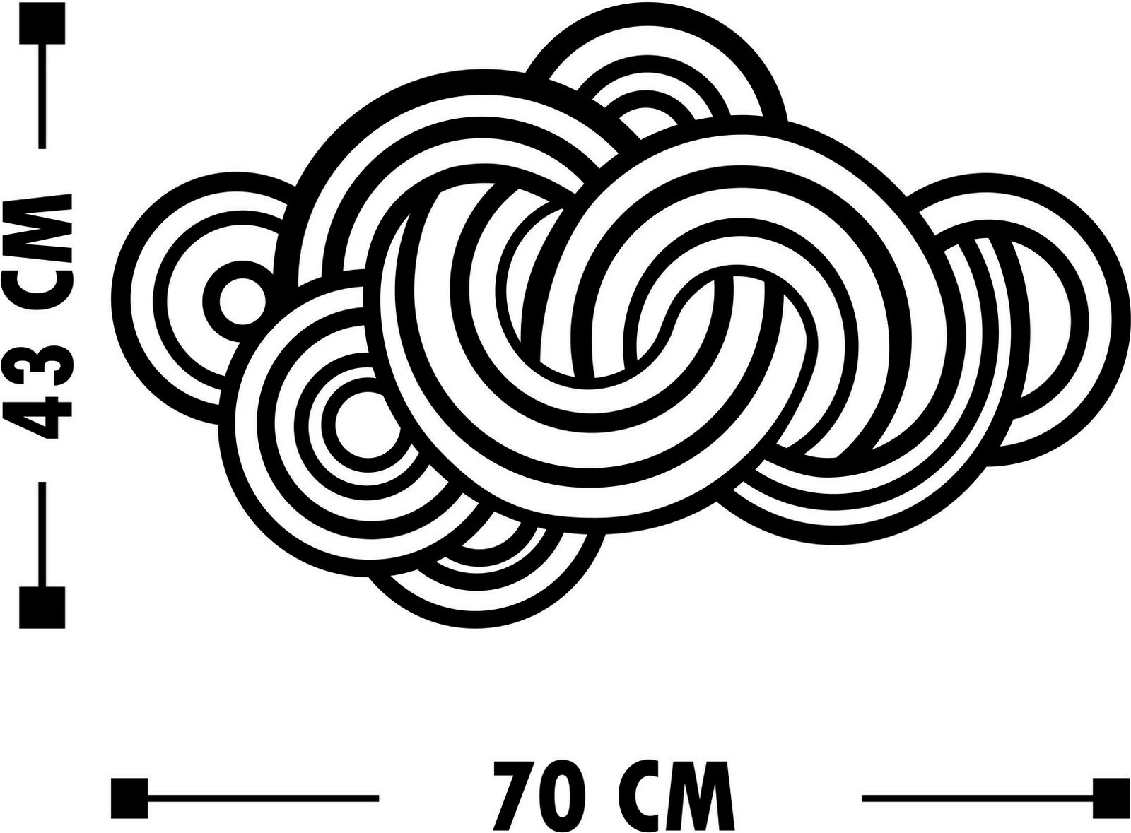 Aksesor dekorativ metalik për mur Wallity, Geometrical 3, ngjyrë e zezë, 70x43cm