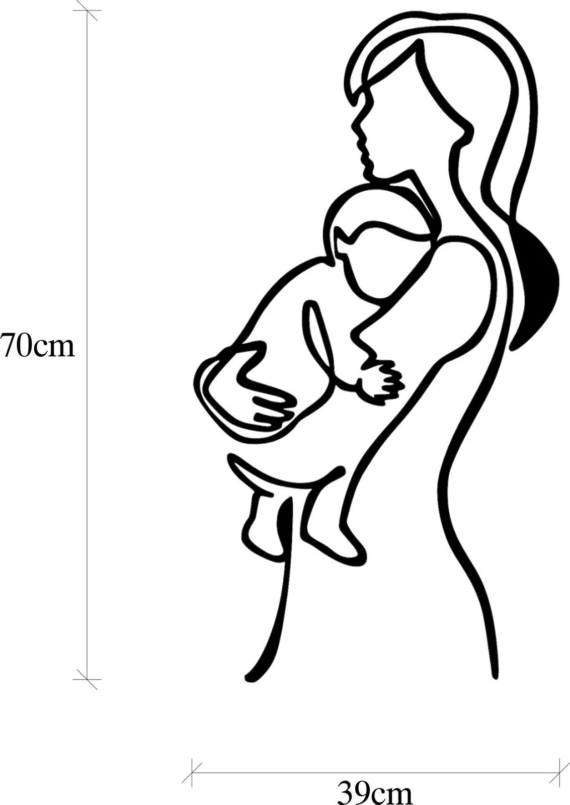 Aksesor dekorativ metalik për mur, nënë dhe fëmijë, Wallity, ngjyrë e zezë