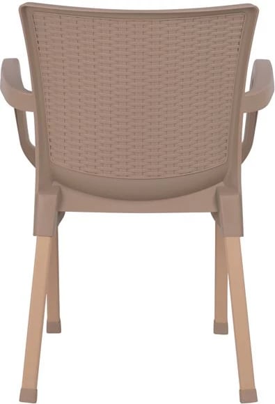 Karrige me krahë, polipropilenë, këmbë alumini, FH5591.02, ngjyrë kapuçino, 60x60x82 cm