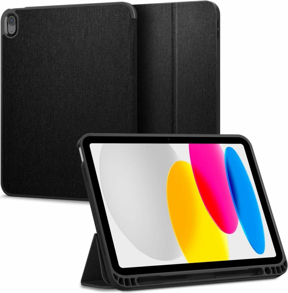 Mbështjellës tablet, Spigen Urban Fit, për Apple iPad 10.9" (2022 gjenerata 10) auto sleep/wake dhe me stand, i zi